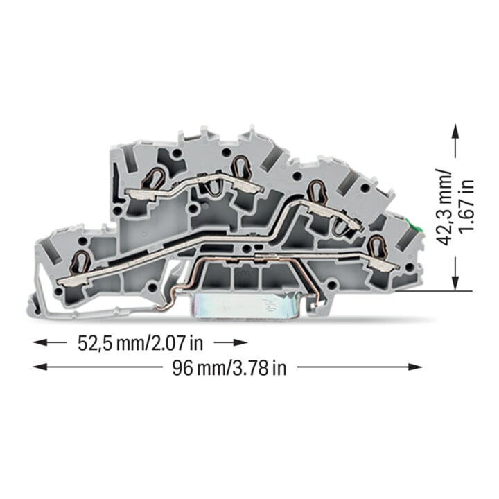 WAGO Installationsborne 4 mm² L/L/PE gris 2003-7645