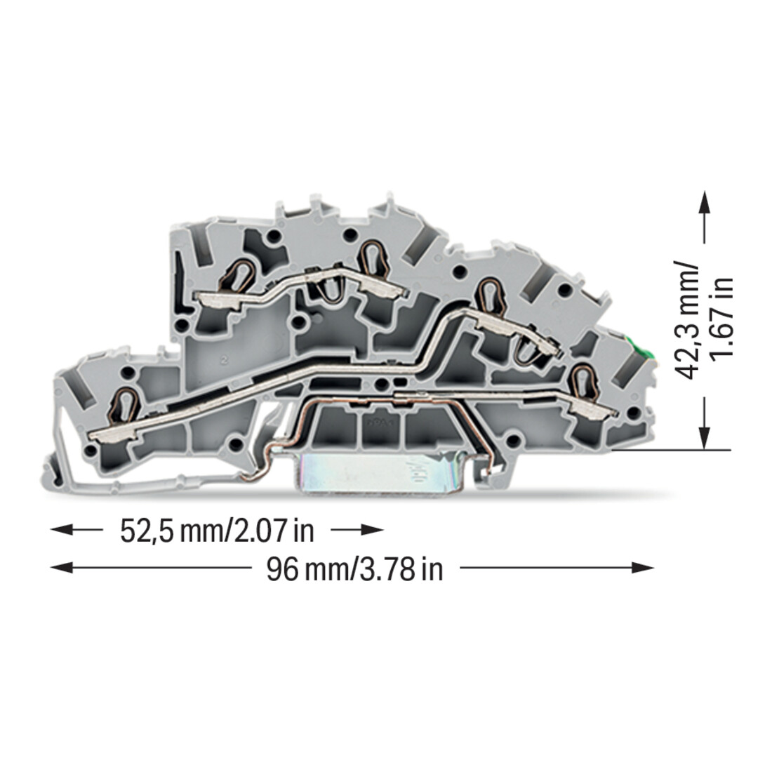 WAGO Installationsborne 4 mm² L/L/PE gris 2003-7645