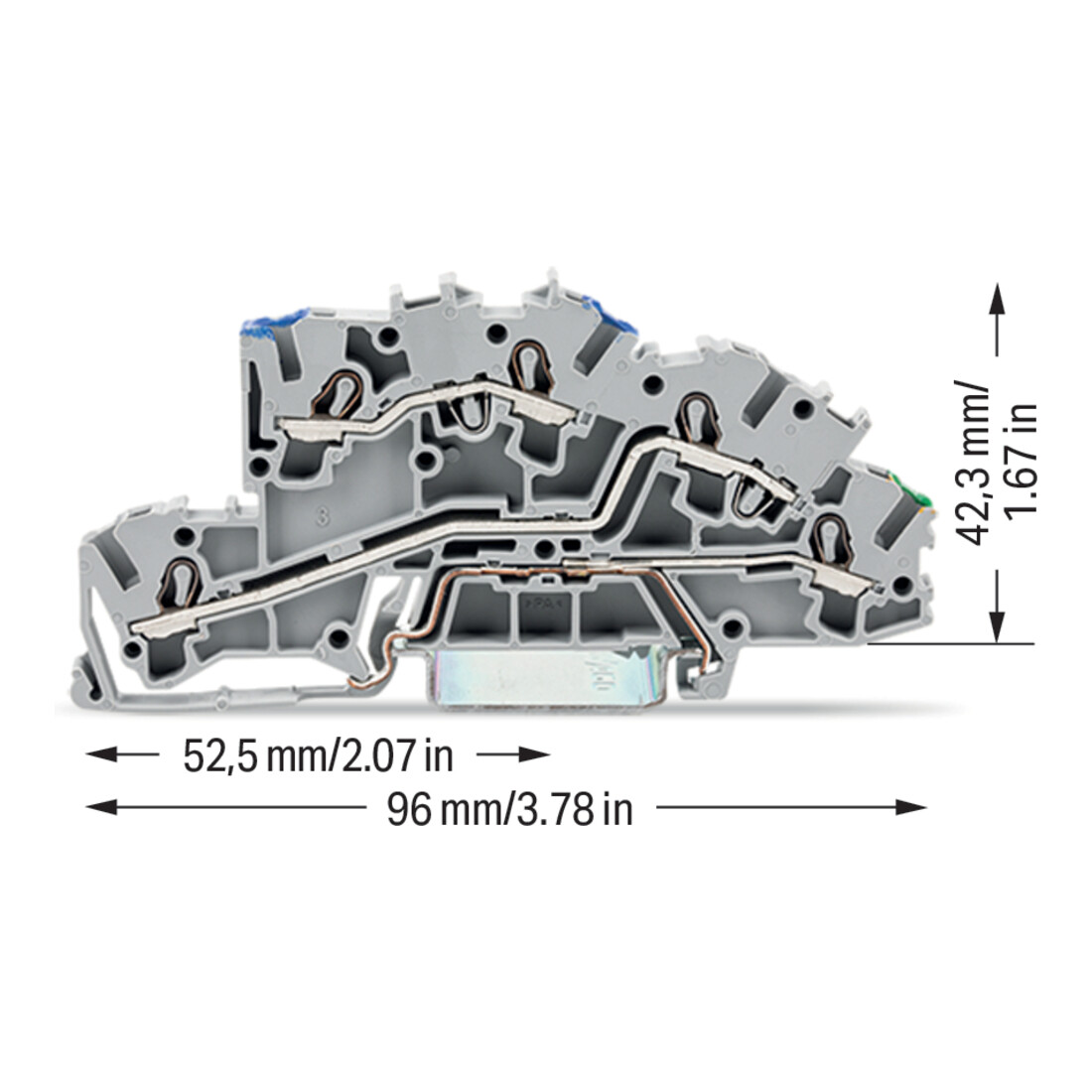 WAGO Installationsborne d’étage 4 mm² N/L/PE gris 2003-7646