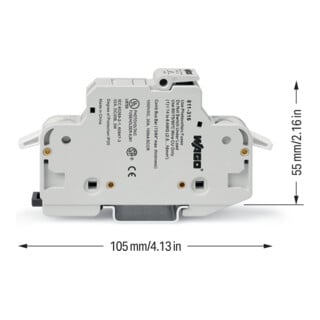 WAGO Porte-fusible 2 fils CC 1 pôle gris clair 811-414
