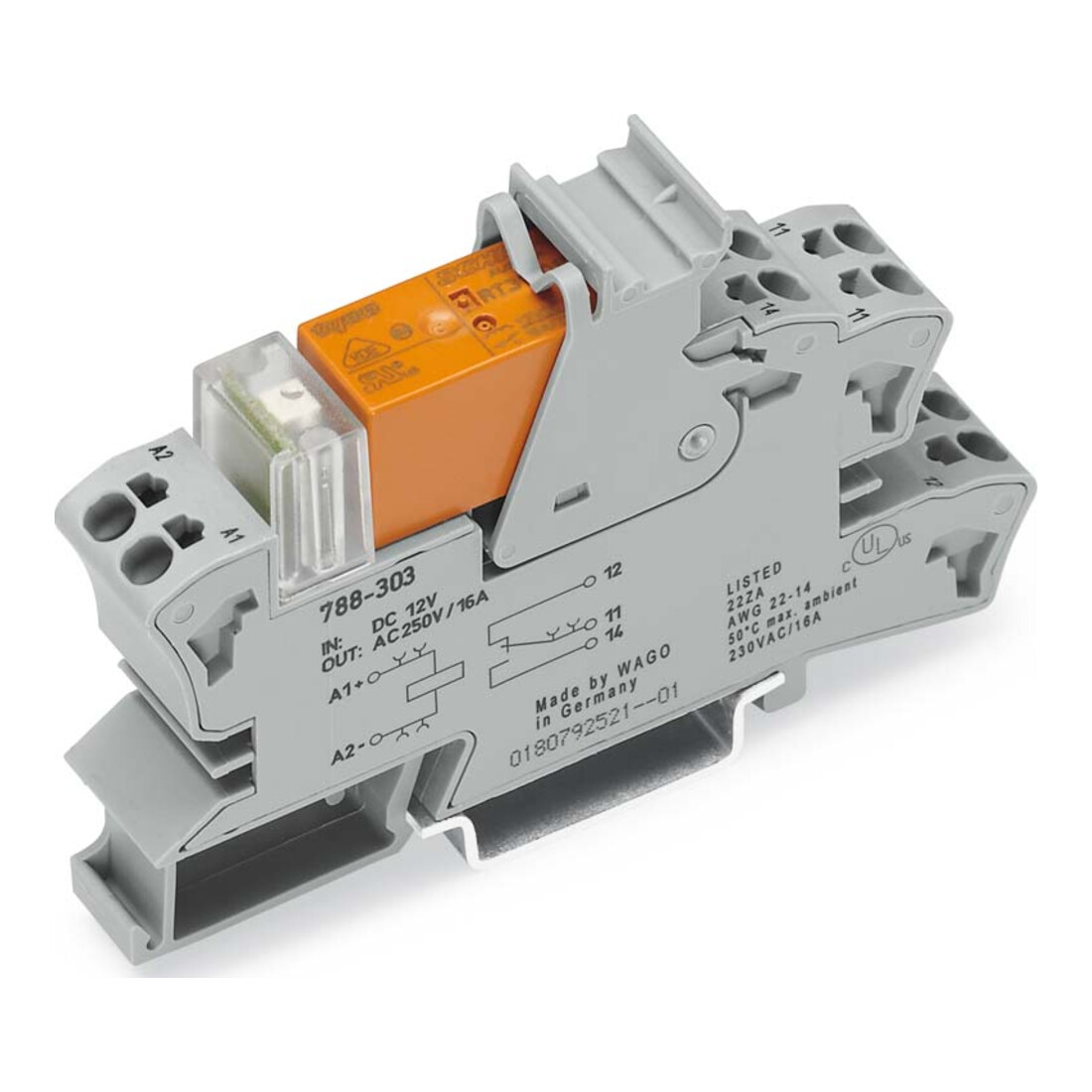 WAGO Stecksocle avec relais 1W, 230VAC/16A 788-508