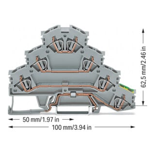 WAGO Vierstock-Reihenklemme 281-530 L1-L2-L3-PE für TS35