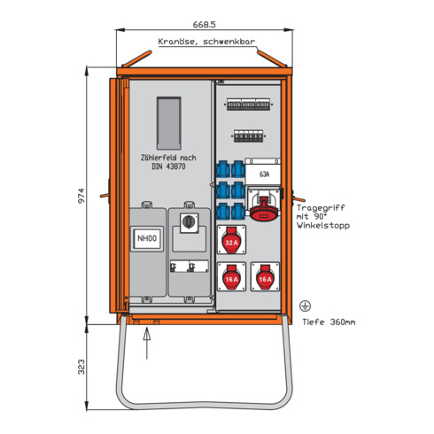 Walther Werke Anschlussverteilerschrank 44kVA m.Zählerplatz WAV0170R1