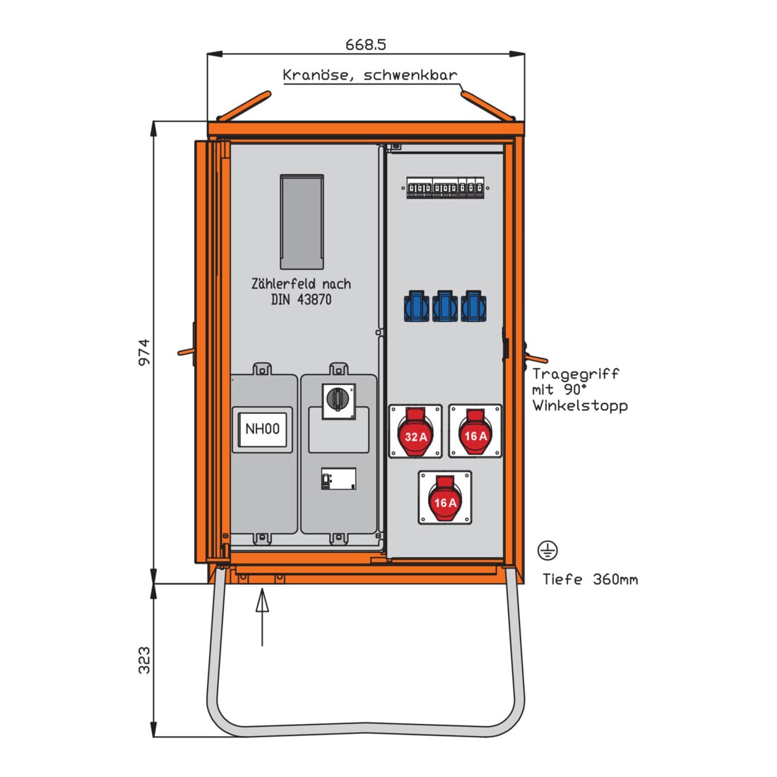 Walther Werke Armoire de distribution 22kVA avec emplacement compteur WAV0100R1