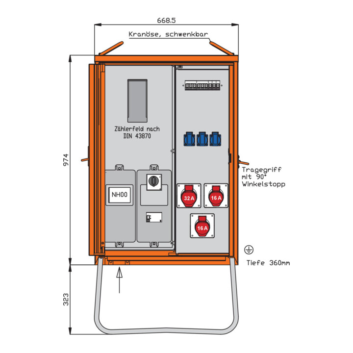 Walther Werke Armoire de distribution 22kVA avec emplacement compteur WAV0100R1