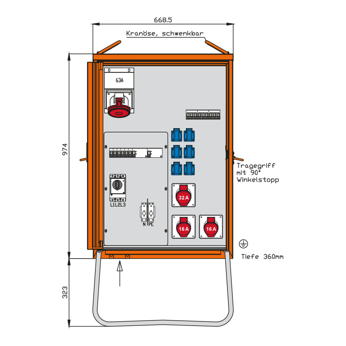 Walther Werke Armoire de distribution 44 kVA, 2 RCD type B, 9 LS WV0369R1