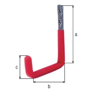 Wandhaken U-Form Rotgummi A.153mm STA roh verz.D.18mm GAH