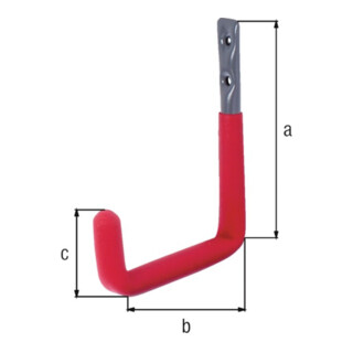 Wandhaken U-Form Rotgummi A.250mm STA roh verz.D.18mm GAH