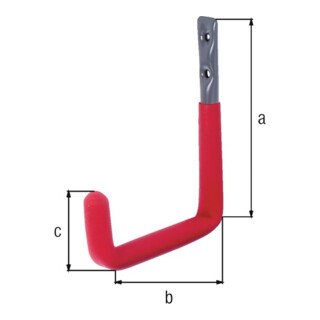 Wandhaken U-Form Rotgummi A.250mm STA roh verz.D.18mm GAH