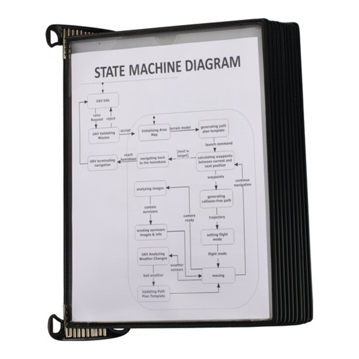 Wandhalter 10 Sichttafeln PP schwarz m.Neodym-Magnetf.DIN A4