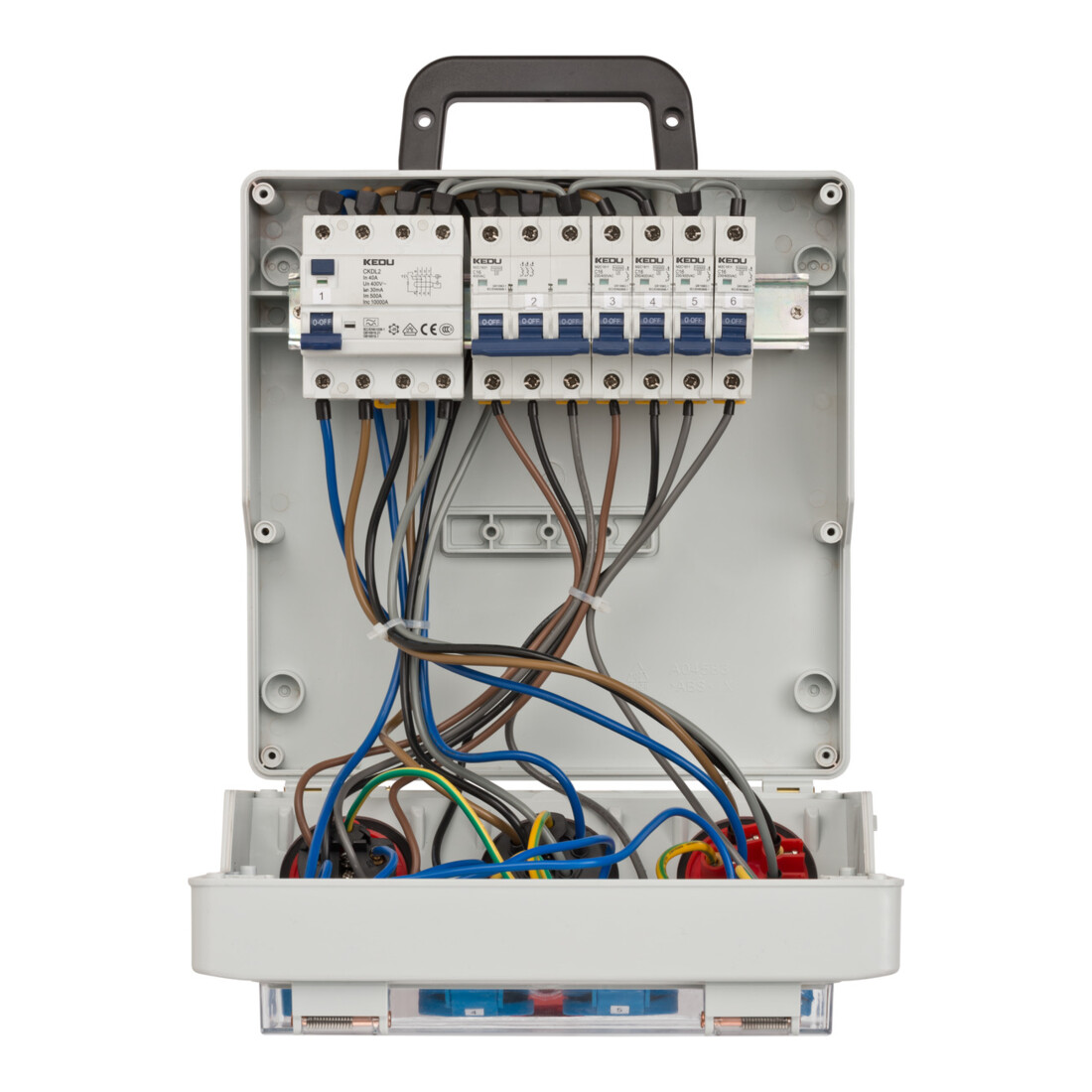 Wandverdeler 4/32 IP44 4x LS 230V/16 A, 1xLS 400V/16 A, 1xFI 40 A 4-polig 30mA