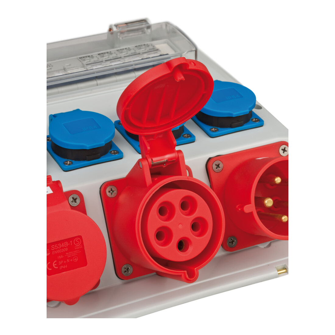 Wandverdeler 4/32 IP44 4x LS 230V/16 A, 1xLS 400V/16 A, 1xFI 40 A 4-polig 30mA