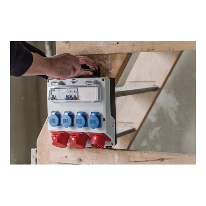 Wandverdeler 400V/16A IP44 3x LS 230V/16 A, 1xFI 40 A 4-polig 30mA
