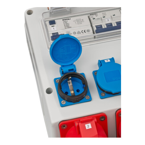 Wandverteiler 4/32 IP44 4x LS 230V/16 A, 1xLS 400V/16 A, 1xFI 40 A 4-polig 30mA
