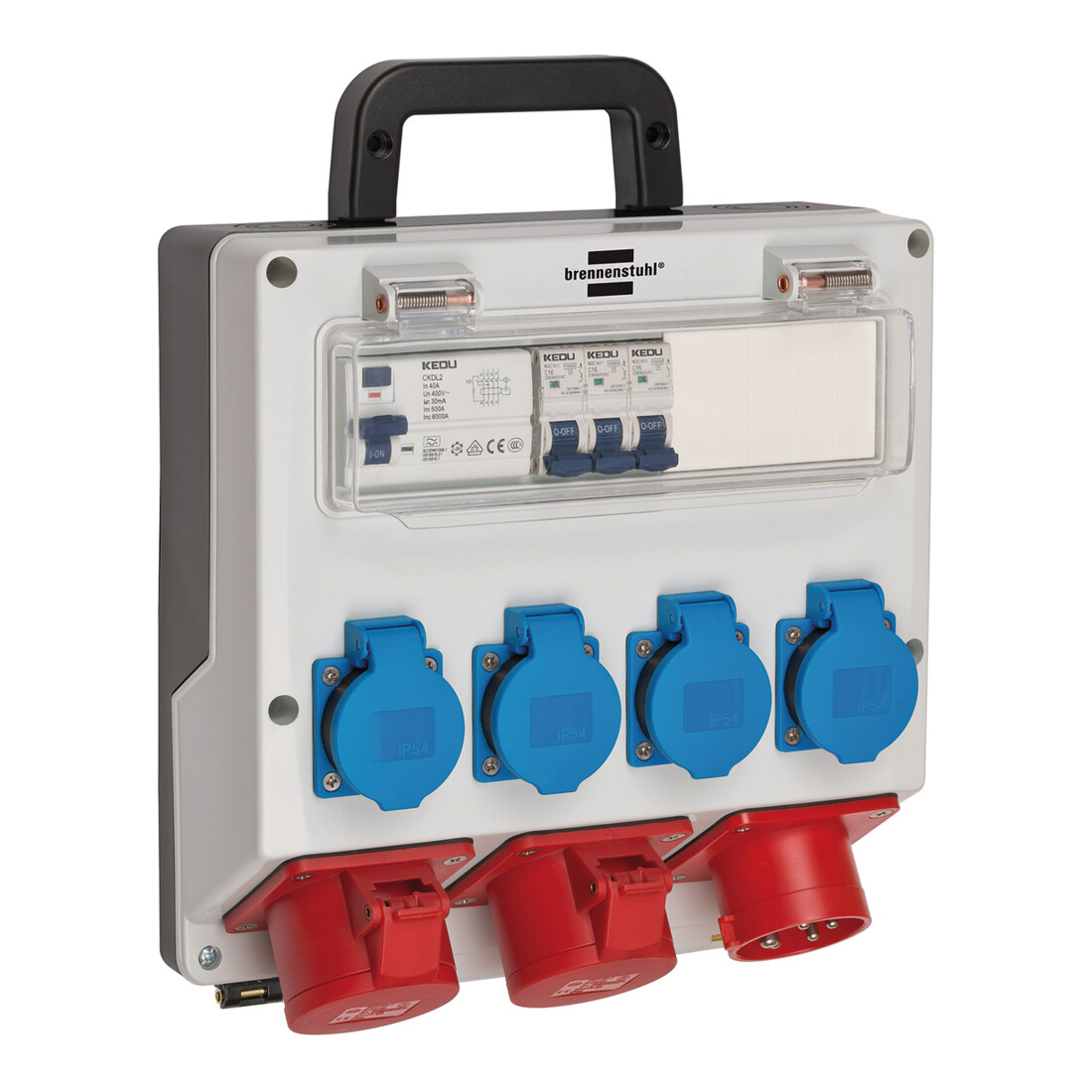 Wandverteiler IP44, 3x LS 230V/16 A, 1xFI 40 A 4-polig 30mA