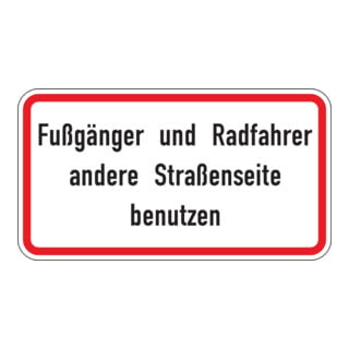 Warn- und Hinweisschild 48, 600x330mm utiliser l'autre côté de la rue, film RAL RA2