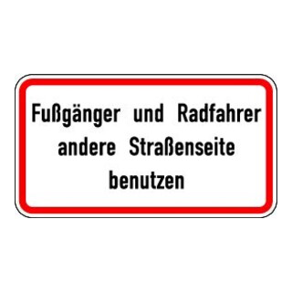 Warn- und Hinweißchild 48, 600x330mm utiliser l'autre côté de la rue, film RAL RA1