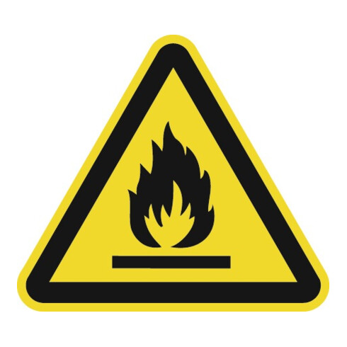 Warnzeichen ASR A1.3/DIN EN ISO 7010 200mm Warnung feuergefährliche Stoffe Ku.