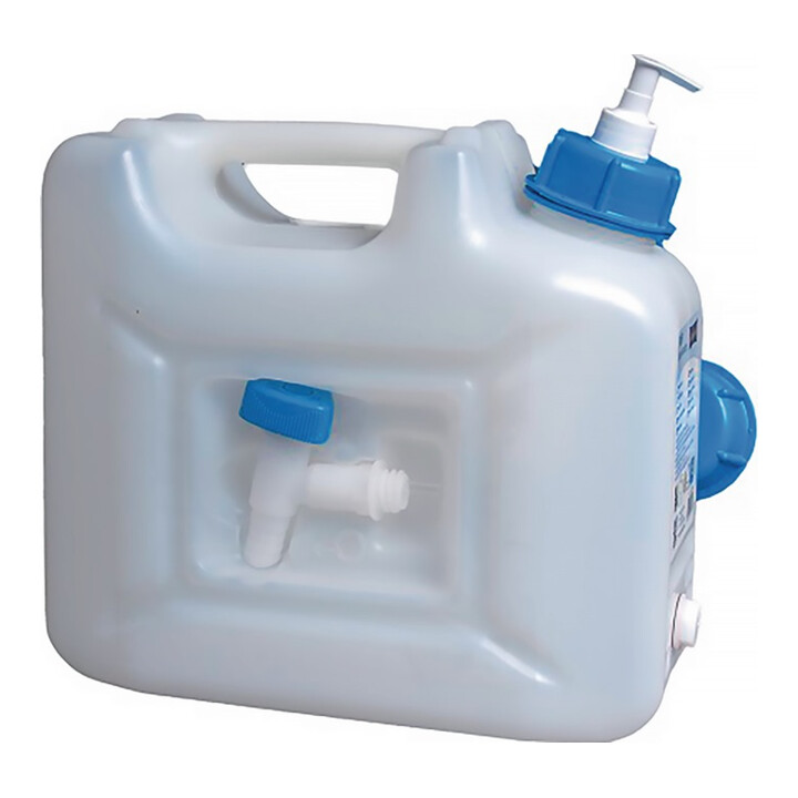 Wasserkanister 12l HDPE m.Ablasshahn+Pumpspender H310x165xT350mm HÜNERSDORFF