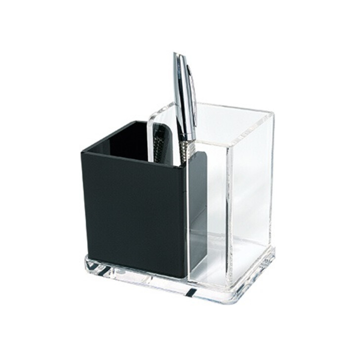 WEDO Stifteköcher Acryl Exklusiv 606001 2Fächer gk/sw