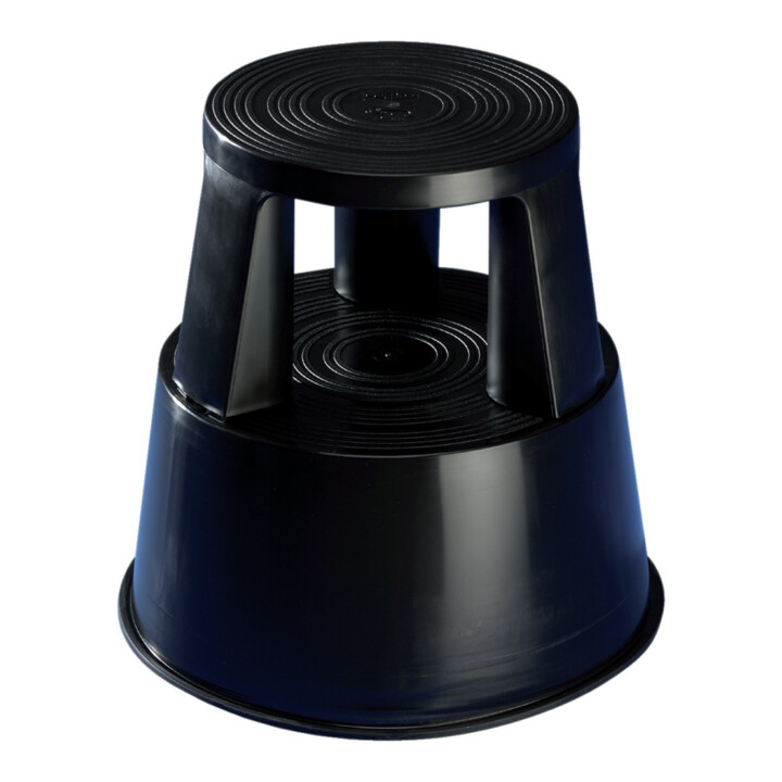 WEDO Tabouret roulant noir mat avec charge max. 425/430 mm H, Ø haut 290 mm, Ø bas 440 mm