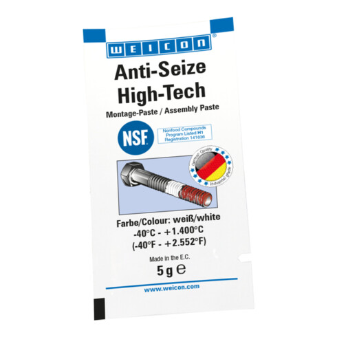 WEICON Anti-Seize High-Tech Montagepaste, metallfreie Schmier- und Trennmittelpaste, 5 g, weiß