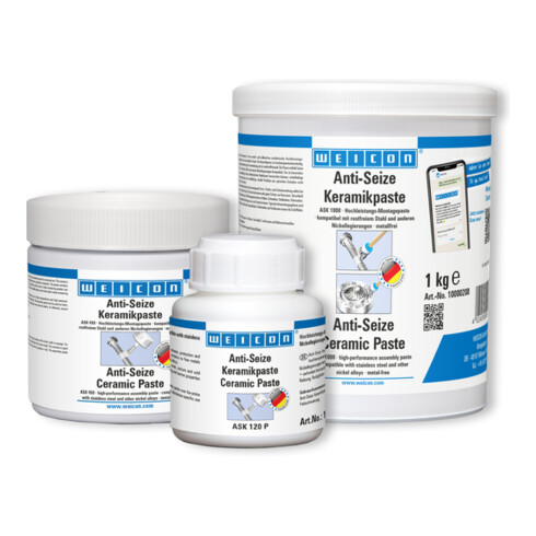 WEICON Anti-Seize Keramikpaste, metallfreie Schmier- und Trennmittelpaste, 1 kg, weiß
