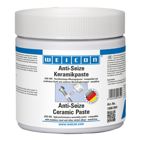 WEICON Anti-Seize Keramikpaste, metallfreie Schmier- und Trennmittelpaste, 450 g, weiß