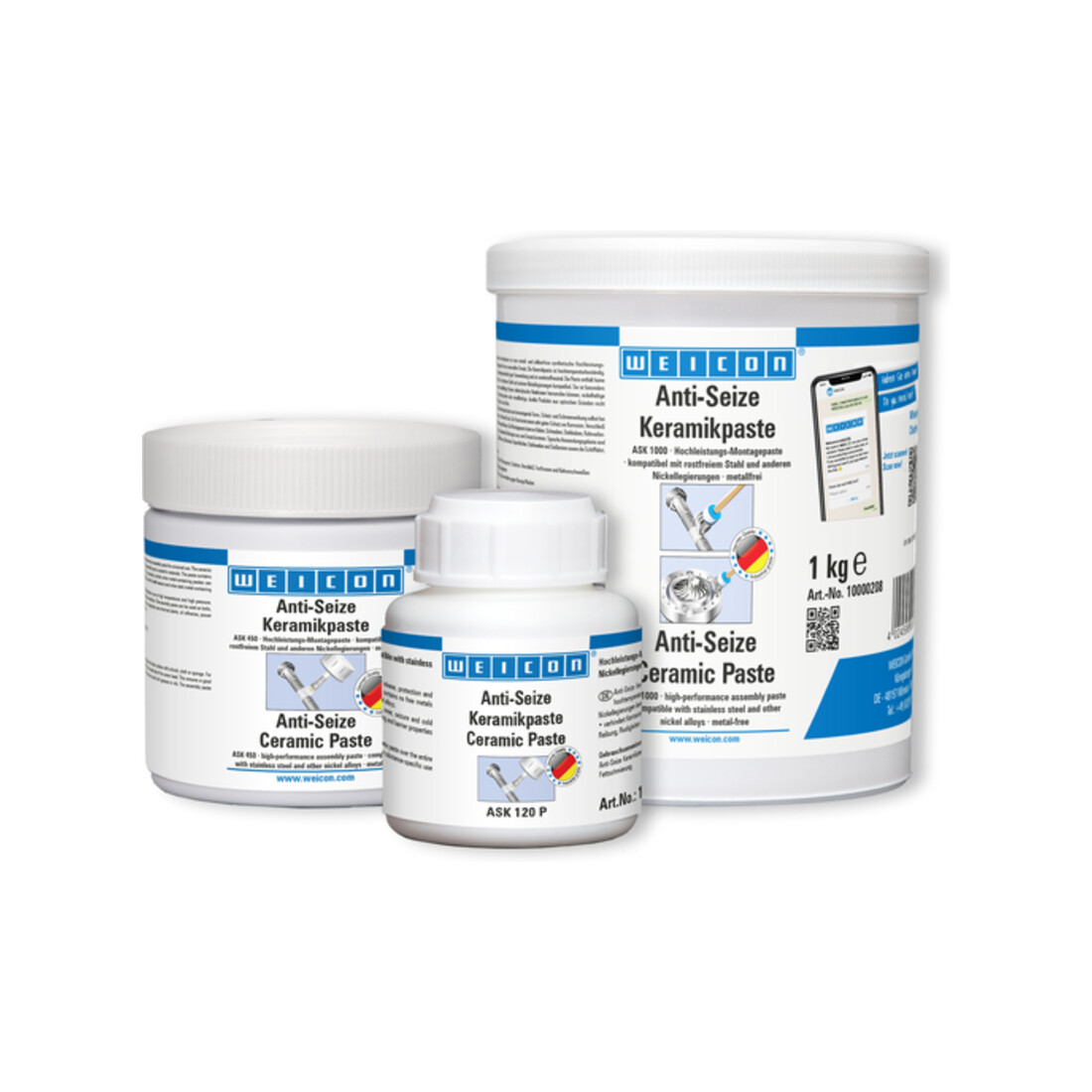 WEICON Anti-Seize Keramikpaste, metallfreie Schmier- und Trennmittelpaste, 450 g, weiß