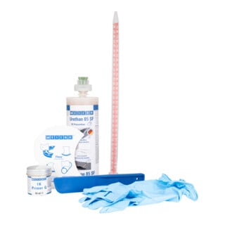 WEICON Belt Repair Kit SF, schnellhärtende Polyurea Reparatur- und Beschichtungsmasse für Oberflächen aus Gummi, Arbeitspackung, 0,59 kg