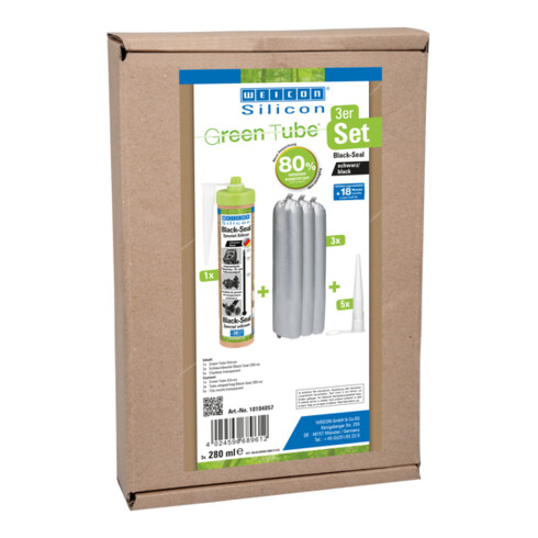 WEICON Black-Seal Spezialsilikon, dauerelastischer Dichtstoff für öl- oder fettbeständige Bereiche, 1 Set, schwarz