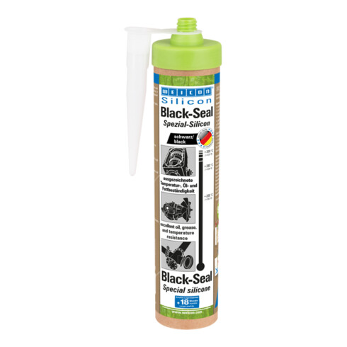 WEICON Black-Seal Spezialsilikon, dauerelastischer Dichtstoff für öl- oder fettbeständige Bereiche, 280 ml (Green Tube), schwarz