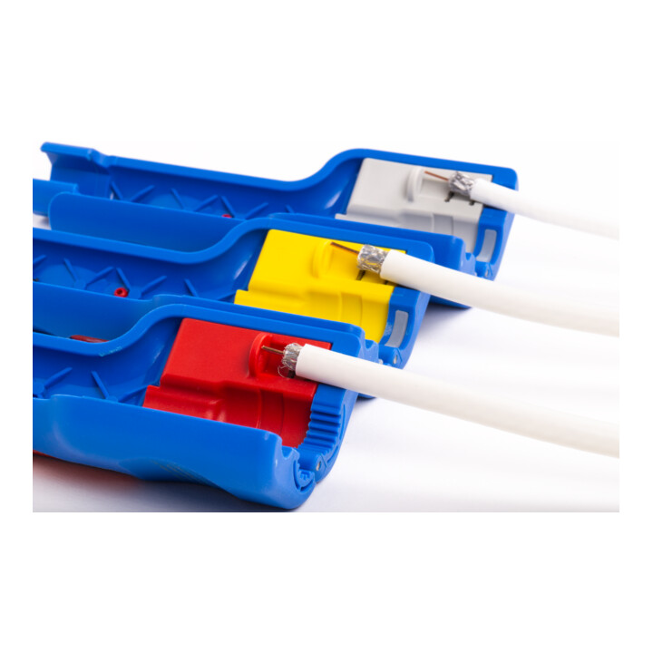 WEICON Coax-Stripper No. 1 F Plus - geeignet für F-Schraubstecker, zum Entmanteln und Abisolieren von Koaxialkabel inkl. Aufdrehhilfe