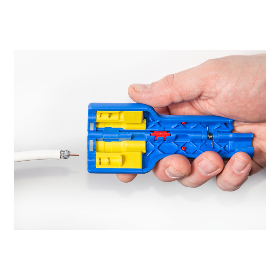WEICON Coax-Stripper No. 1 F Plus - geeignet für F-Schraubstecker, zum Entmanteln und Abisolieren von Koaxialkabel inkl. Aufdrehhilfe