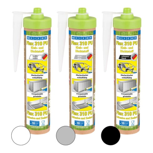 WEICON Colle et mastic Flex 310 PU 280 ml blanc, élastique permanent