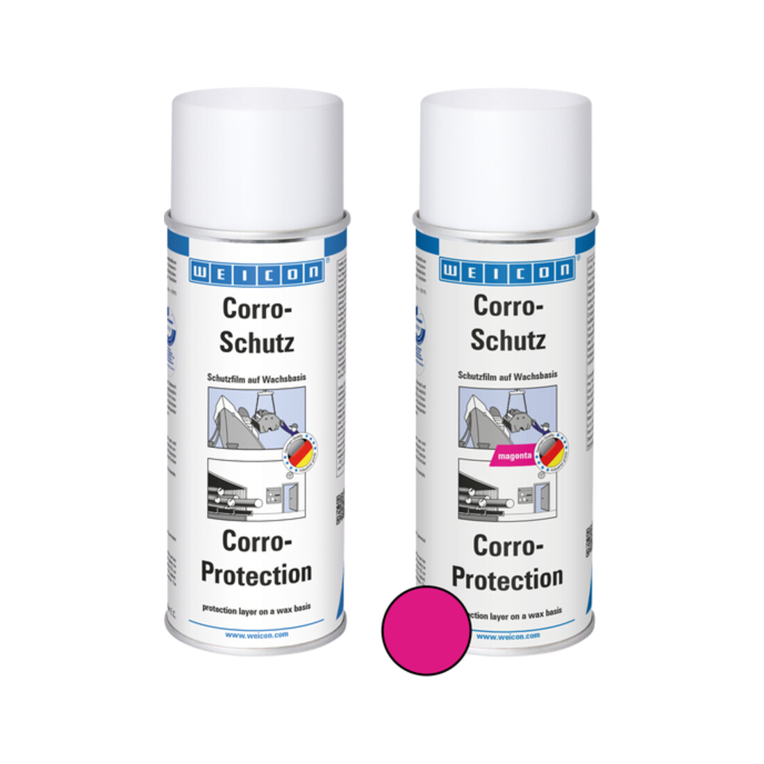WEICON Corro-Schutz, wachsartiger Korrosionsschutz zur Konservierung, 400 ml, magenta