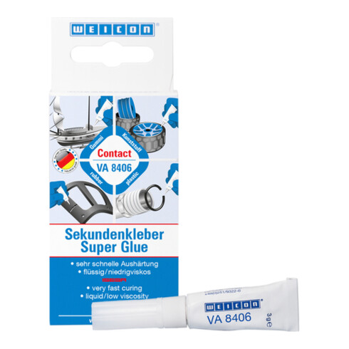 WEICON Cyanacrylat-Klebstoff VA 8406, Sekundenkleber für schnelle Fixierungen und Verklebungen, 3 g