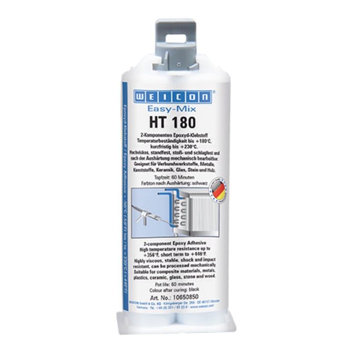 WEICON Easy-Mix HT 180, Epoxid-Klebstoff hochtemperaturbeständig bis 180°C, 50 ml, schwarz