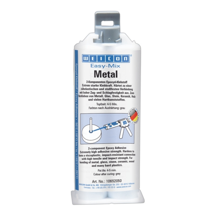 WEICON Easy-Mix Metal, Epoxid-Klebstoff zum Kleben von Metallteilen, 50 ml, graugrün