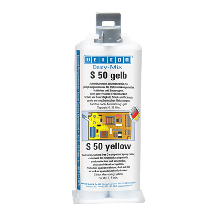 WEICON Easy-Mix S 50 gelb, Epoxid-Vergussmasse, 50 ml, gelb