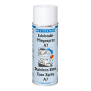 WEICON Edelstahlpflege-Spray A7, kraftvolle Reinigung sowie Schutz und Pflege von Edelstahl im Lebensmittelbereich, 400 ml, farblos, transparent