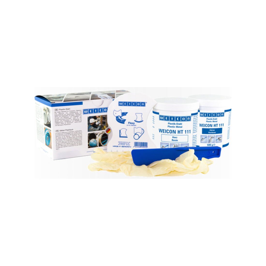 WEICON Epoxidharz-System 'HT 111', stahlgefüllt hochtemperaturbeständig für Reparatur und Formgebung, 1 kg, dunkelgrau