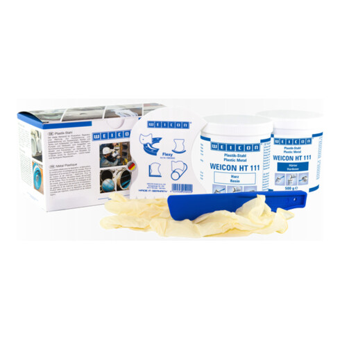 WEICON Epoxidharz-System 'HT 111', stahlgefüllt hochtemperaturbeständig für Reparatur und Formgebung, 1 kg, dunkelgrau