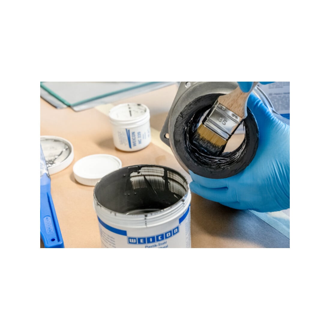 WEICON Epoxidharz-System 'Keramik HC 220', keramisch gefüllt, hochtemperaturbeständig Epoxidharz-System zur Verschleißschutzbeschichtung, 0,5 kg, dunkelgrau