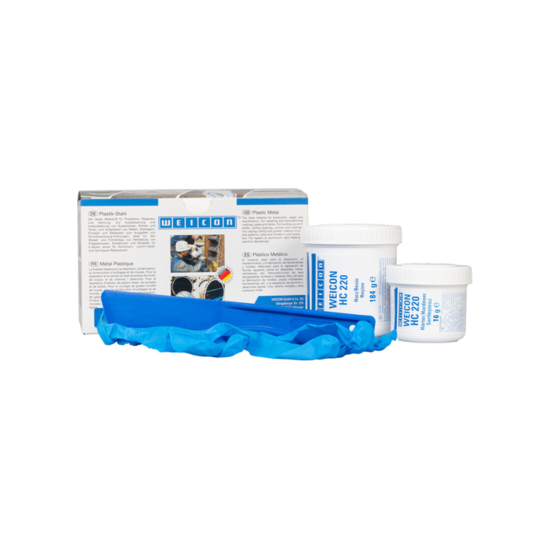 WEICON Epoxidharz-System 'Keramik HC 220', keramisch gefüllt, hochtemperaturbeständig zur Verschleißschutzbeschichtung, 200 g, dunkelgrau