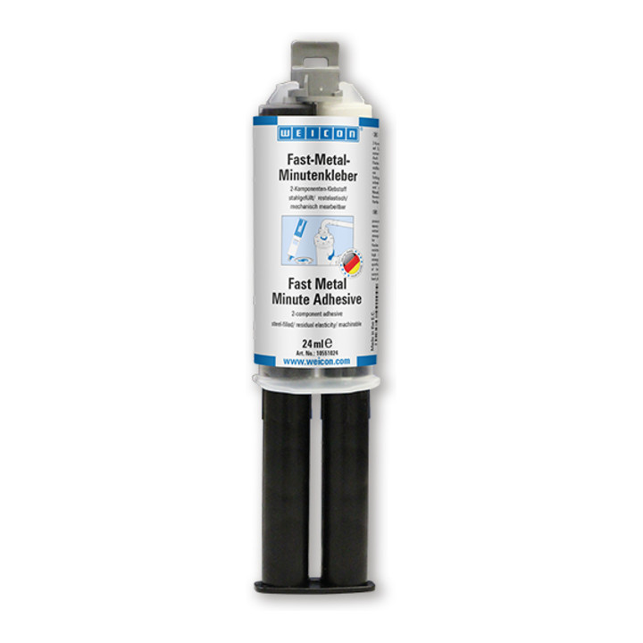 WEICON Fast-Metal Minutenkleber, Flüssigmetall Epoxidharzklebstoff, 24 ml, grau