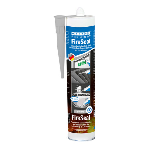 WEICON Flex 310 M® FireSeal, brandhemmender dauerelastischer Dichtstoff auf MS-Polymer-Basis, 310 ml, betongrau