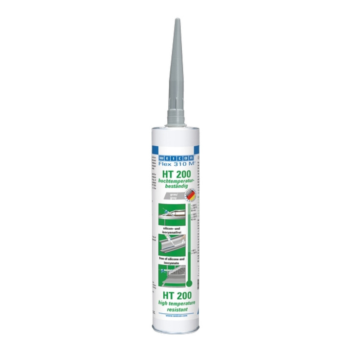 WEICON Flex 310 M® HT 200, Kleb- und Dichtstoff mit sehr hoher Anfangshaftung auf MS-Polymer-Basis, temperaturbeständig bis 200°C, 310 ml, grau