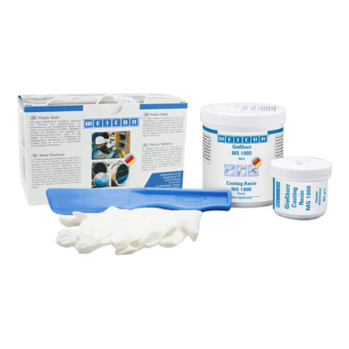 WEICON Gießharz MS 1000, Epoxidharz-System für Verklebungen, Laminieren und Vergießen, 0,5 kg, transparent, geringe Eigenfarbe