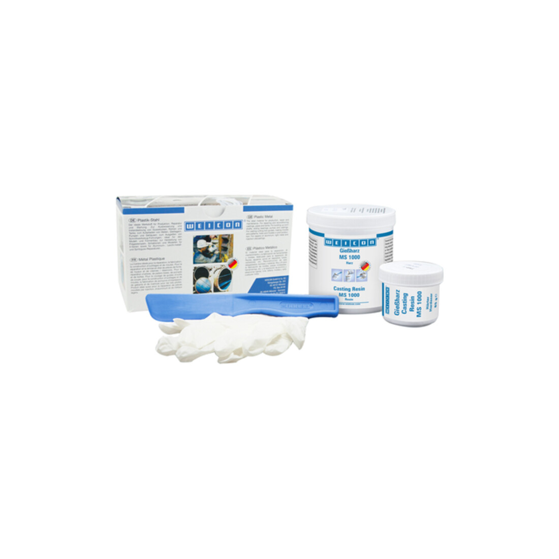 WEICON Gießharz MS 1000, Epoxidharz-System für Verklebungen, Laminieren und Vergießen, 0,5 kg, transparent, geringe Eigenfarbe